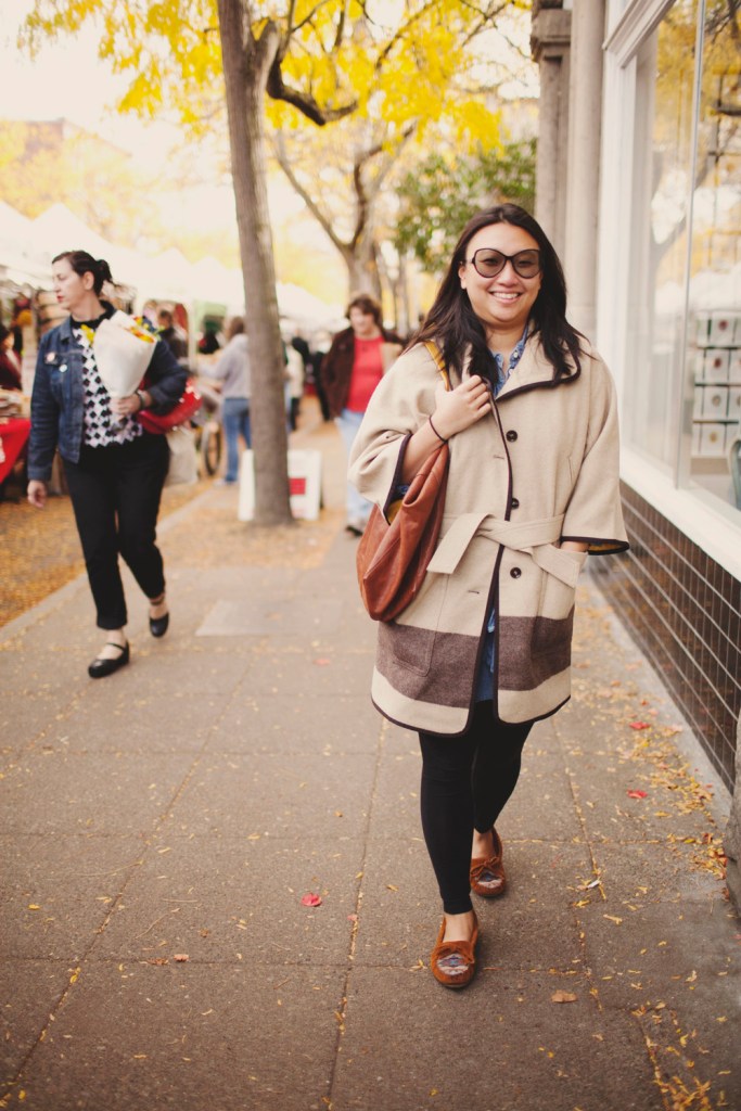 Chou Ha Ma is a New York transplant currently in Seattle working as a designer for Eddie Bauer. She picked up her Woolrich coat from Anthropologie and her glasses from Ici Berlin.