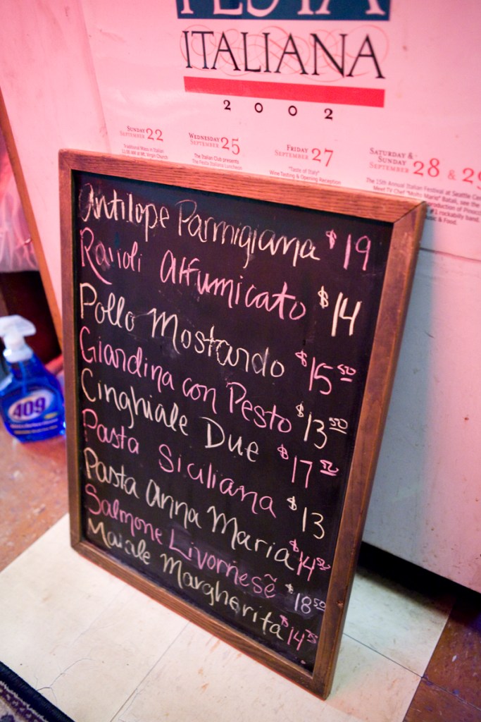 The nightaE™s menu board.