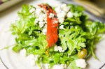 Arugula salad with gorgonzola.