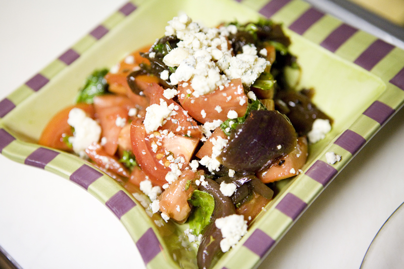 Tomato and caramelized onions.