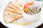 Pita bread and spicy cretan houmos.