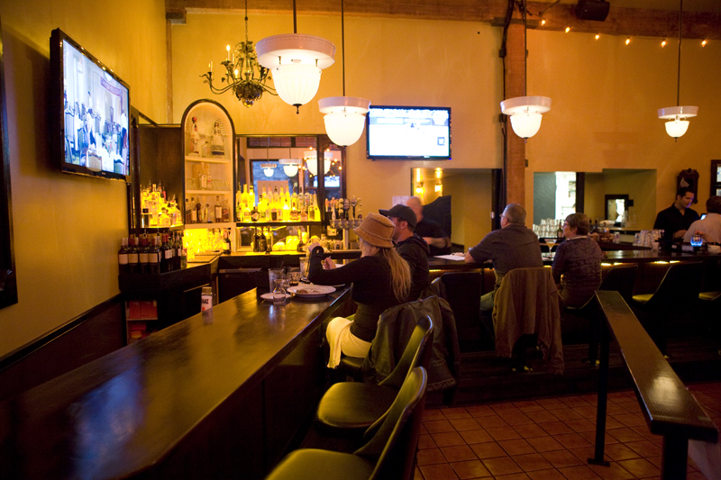 The bar. Sit, eat, drink and watch some T.V.