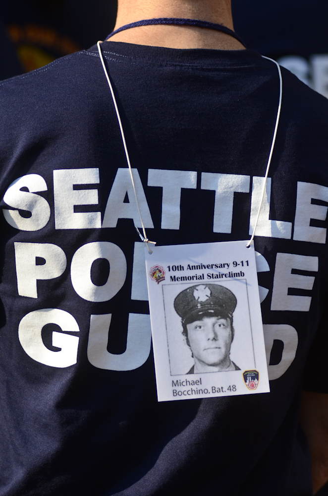 Hundreds of firefighters, police officers, and volunteers showed up for the 9/11 10th anniversary memorial stairclimb at two union square.
