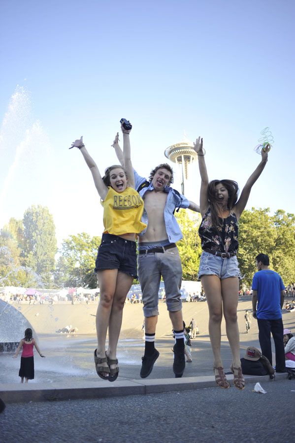 Ava Rciabica, Dan Weigerd, & Shereine Abassi try and touch the sky.
