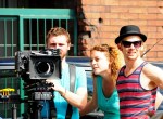 Videographer T J Williams, director Haley Young and choreographer Bobby Bonsey shoot a music video for the Portland band Ages and Ages.