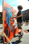 Augie Pagan reaches new heights.  Some of the paintings will be shown at a future First Thursday Art Walk in Pioneer Square.