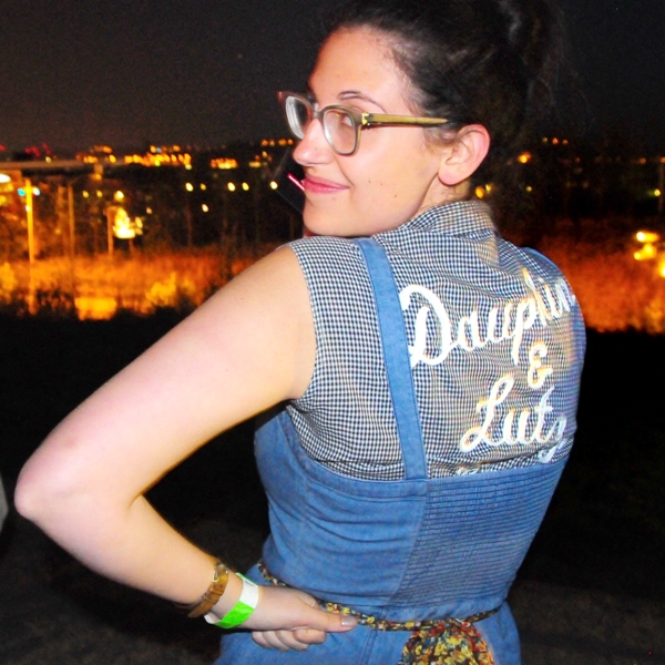 Ethel in embroidered gingham....