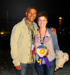 Amit Mehta and Rebecca Gerben show off the blue ribbon medals they made at REMIX.