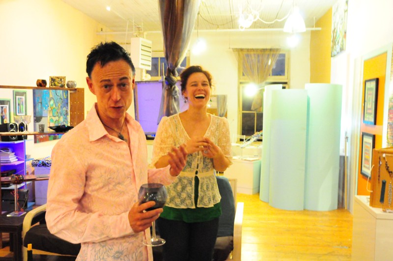 Artist Mikal Whoberry hams it up in his studio.