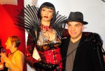 Teatro Zinzanni's yodeling dominatrix Manuela Horn poses with Daniel O. Woolett.