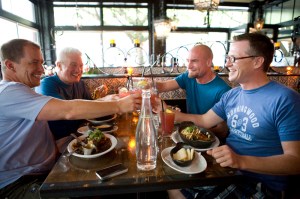 Todd Hunter, Scott Feest, Rob Bierer, and Kelly Kellogg enjoying dinner at Poquitos.