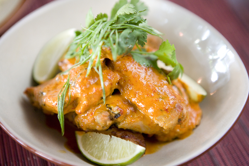 Grilled chicken wings with ginger and lime.