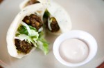Herbed falafel, iceberg lettuce, pickles and tahini sauce, served in a hand sized pita.