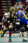 Other sports have referees to deter elbowing, but not in the roller derby.