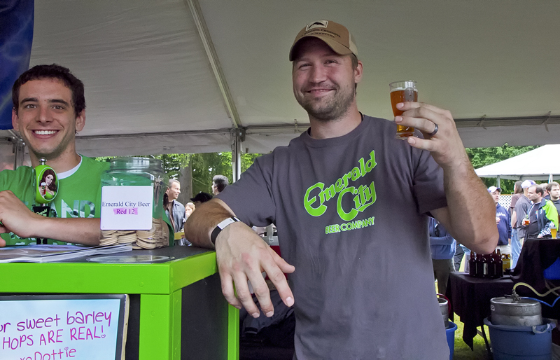 Steve Wilson from Seattle's Emerald City Beer Company has to reign in his own excitement about real hops to balance out the enthusiasm of his coworker.