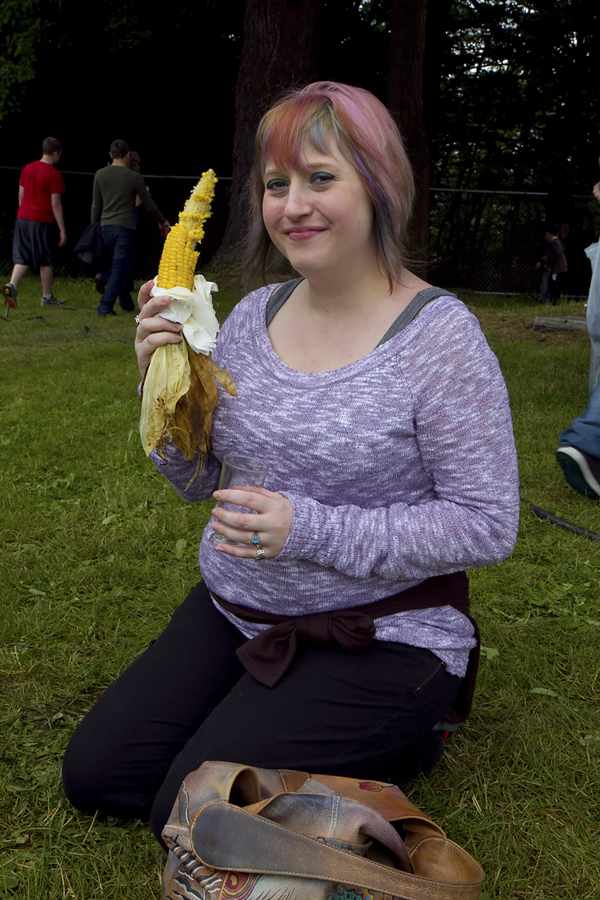 Kat Ross from Bothell displays the perfect beer companion.