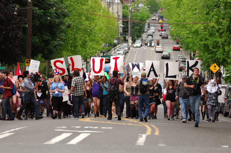 Hundreds of "sluts" took to Seattle streets yesterday to speak up for