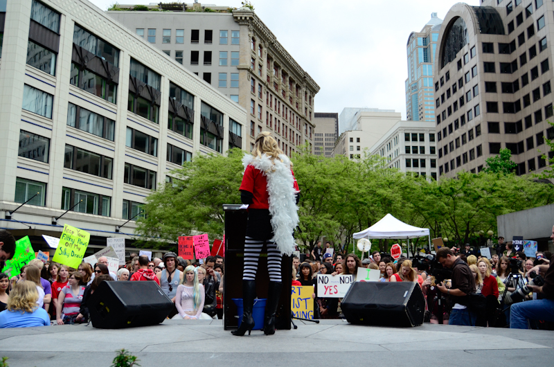 Hundreds of "sluts" took to Seattle streets yesterday to speak up for