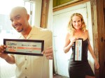 Foodie Winners: Matthew Lewis of Seattle's favored food truck Where Ya ay Matt? with his award for Best Facebook and Linda Miller Nicholson, the lady behind the deliciously naughty @SaltySeattle - Seattle's favorite Food/Booze Twitter feed.