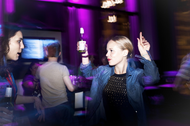 Margaux Juvenal celebrates with another SIFF intern on the dance floor.