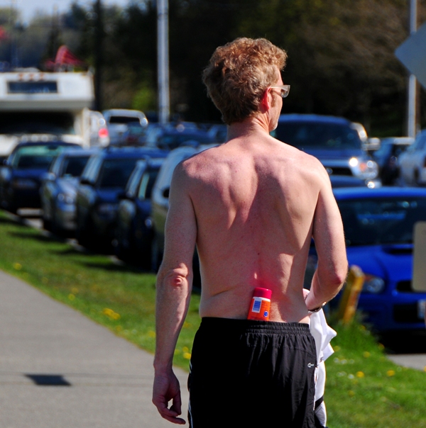 No pocket for sunscreen?  No problem.