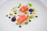 Smoked Sockeye Salmon: with yogurt, sorrel and lobster coral.