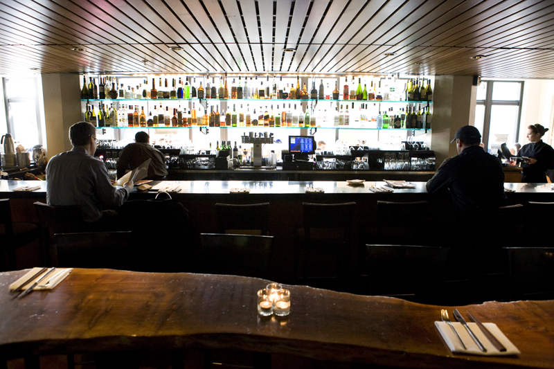 The bar, with a large cocktail list, and a great wine selection.