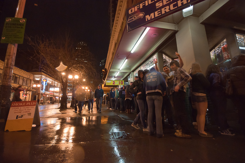 Some fans waited outside the Showbox from noon on.