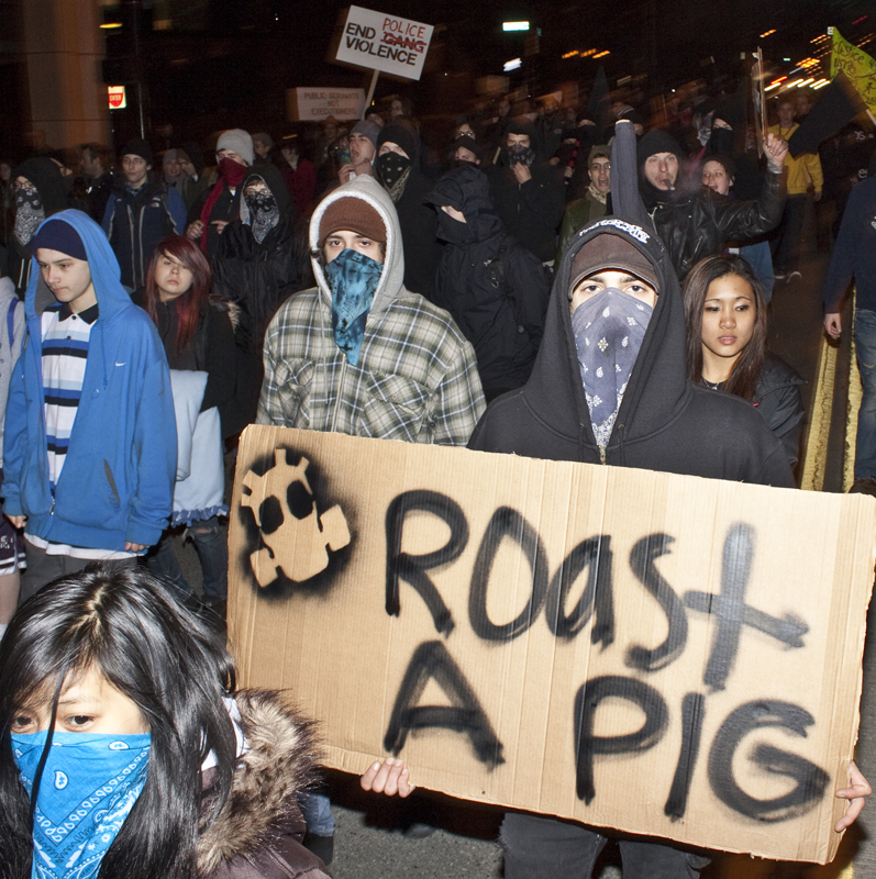 Protesters marching from downtown to Capitol Hill.