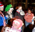 Protesters in front of the downtown jail.