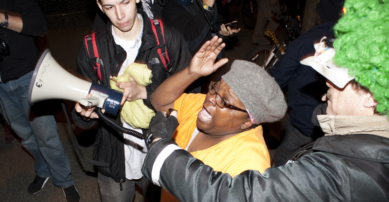 Protesters outside the downtown jail.