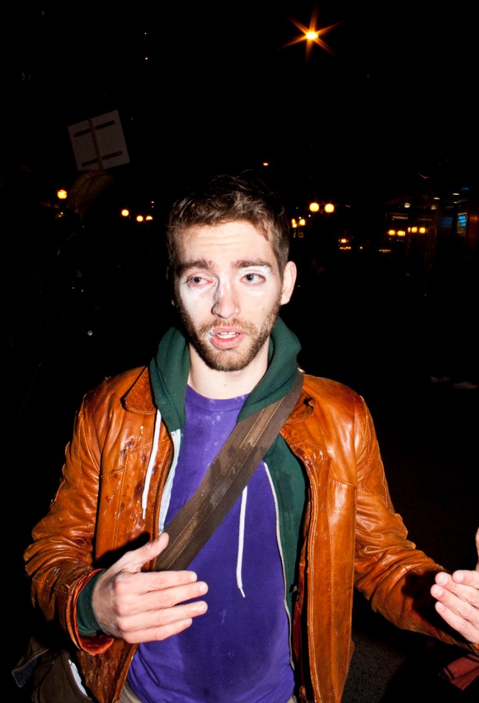 This man claims that he was not doing anything when he was sprayed.