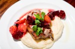 House-brined Carlton Farms pork chop, soft polenta, with beets.