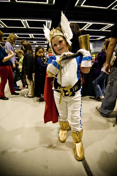 This kid was just one of hundreds who flocked to March's Emerald City Comic Con. Dig the kickers.