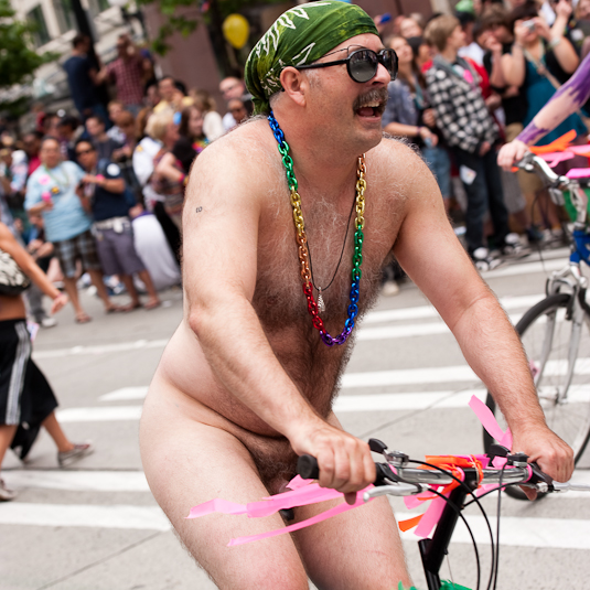 Sometimes the best costume you can wear is your birthday suit, as evidenced by naked bike riders participating in June's Pride Parade.