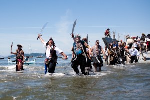 The Seattle Seafare Pirates landed at Alki beach on Saturday, July 11, 2010.  (Photo by Matthew Williams for The Seattle Weekly)