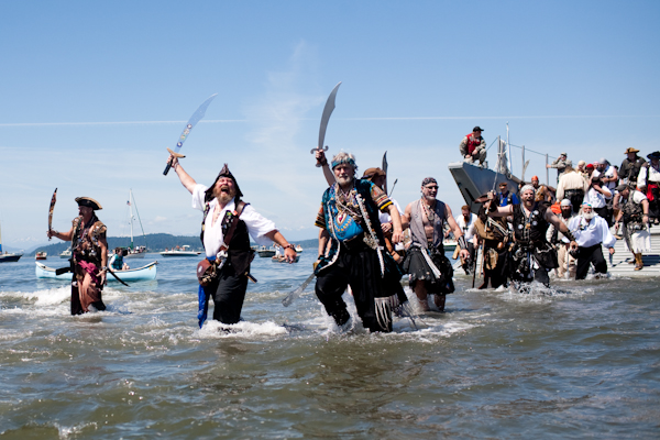 The Seattle Seafare Pirates landed at Alki beach on Saturday, July 11, 2010.  (Photo by Matthew Williams for The Seattle Weekly)