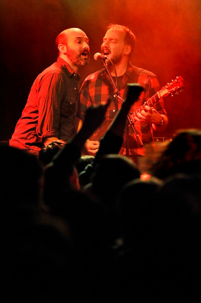 Les Savy Fav guitarist Andrew Reuland, left, and Seth Jabour at Neumos on Capitol Hill on Saturday Evening Dec. 5, 2010, in Seattle.