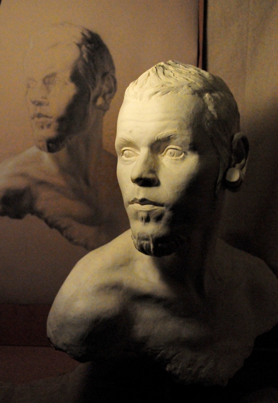 The Atelier displayed a Katrina Wolfe sculpture of Jethaniel  Spyder Peterka, coowner of Nautilus Studio.