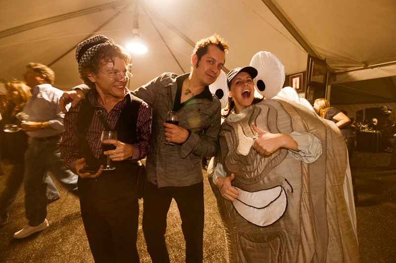 Guests mingle with the giant oyster.