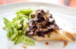 Grilled Maitake mushrooms, sugar snap peas, hearts of palm, teriyaki.