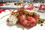Ahi tuna poke, macadamia nuts and sweet potato strings (small plate menu).