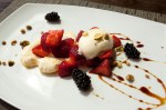 Dessert: strawberry pavlova, saffron meringue, cardamom ice cream.