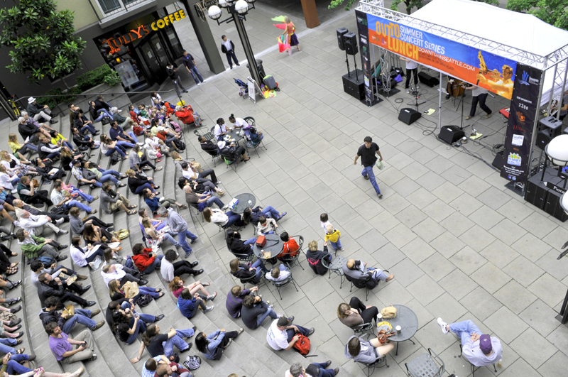As part of the Out to Lunch concert series, people gathered this