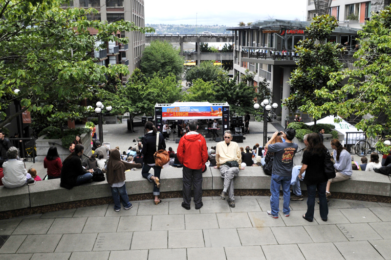 As part of the Out to Lunch concert series, people gathered this