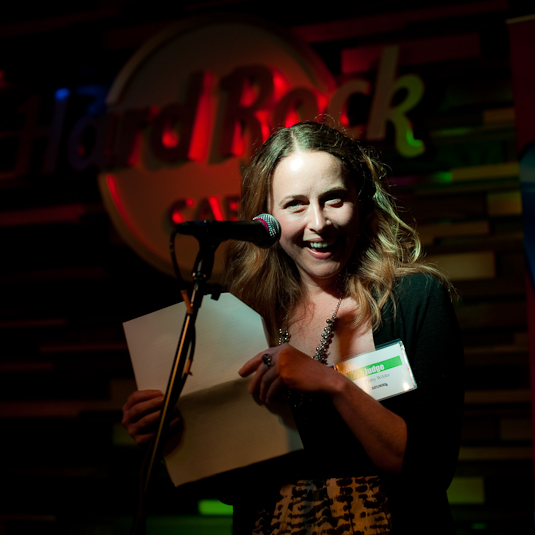Seattle Weekly web editor Zibby WIlder presents the awards.