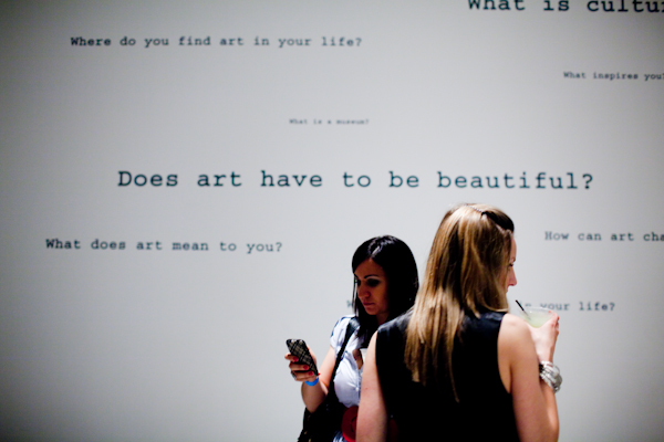 Partyers walk through the many exhibits during the SAM Remix in Seattle, Wash., on Friday, June 4, 2010.  The event included the "Pop Culture Fashion" runway show, music with DJ Riz, and many more activities and performances.  (Photo by Matthew Williams for The Seattle Weekly)