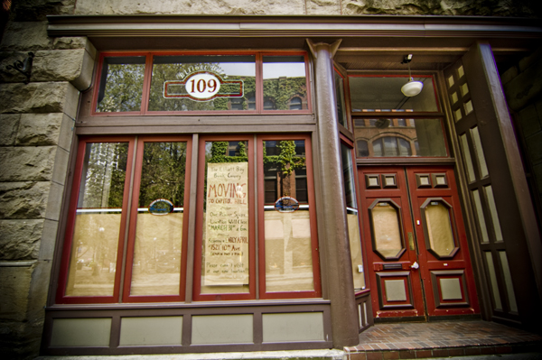 The empty space once occupied by Seattle's beloved Elliott Bay Bookstore.
