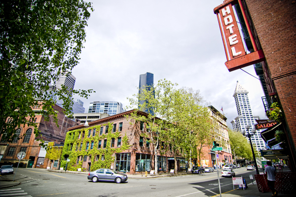 Modern Seattle peeks from behind its Pioneer roots.