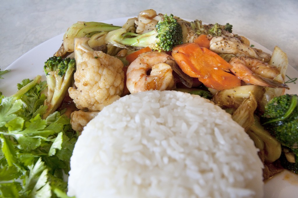 Stir Fry. Comes with beef, chicken, shrimp, squid, and vegetables.